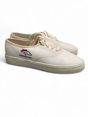 Denver Broncos Embroidered Logo White Canvas Sneakers